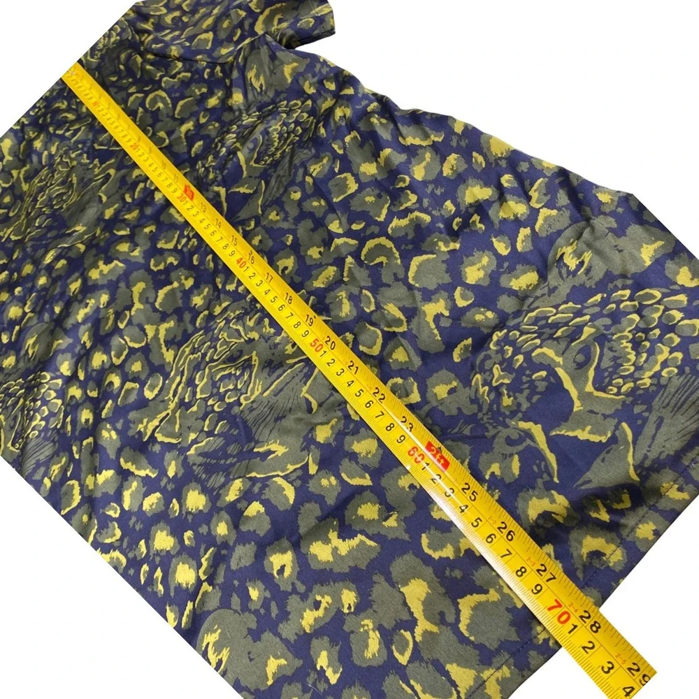 Chelsea Peers Pajama Set‎ Womens Small Green Navy Leopard Print 2pc Sleepwear